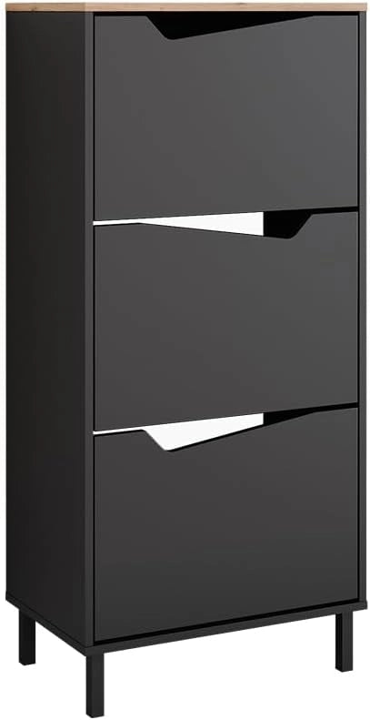Scarpiera da ingresso Marelle, Bianco/Artisan, 60 x 129.5 cm con 3 scomparti