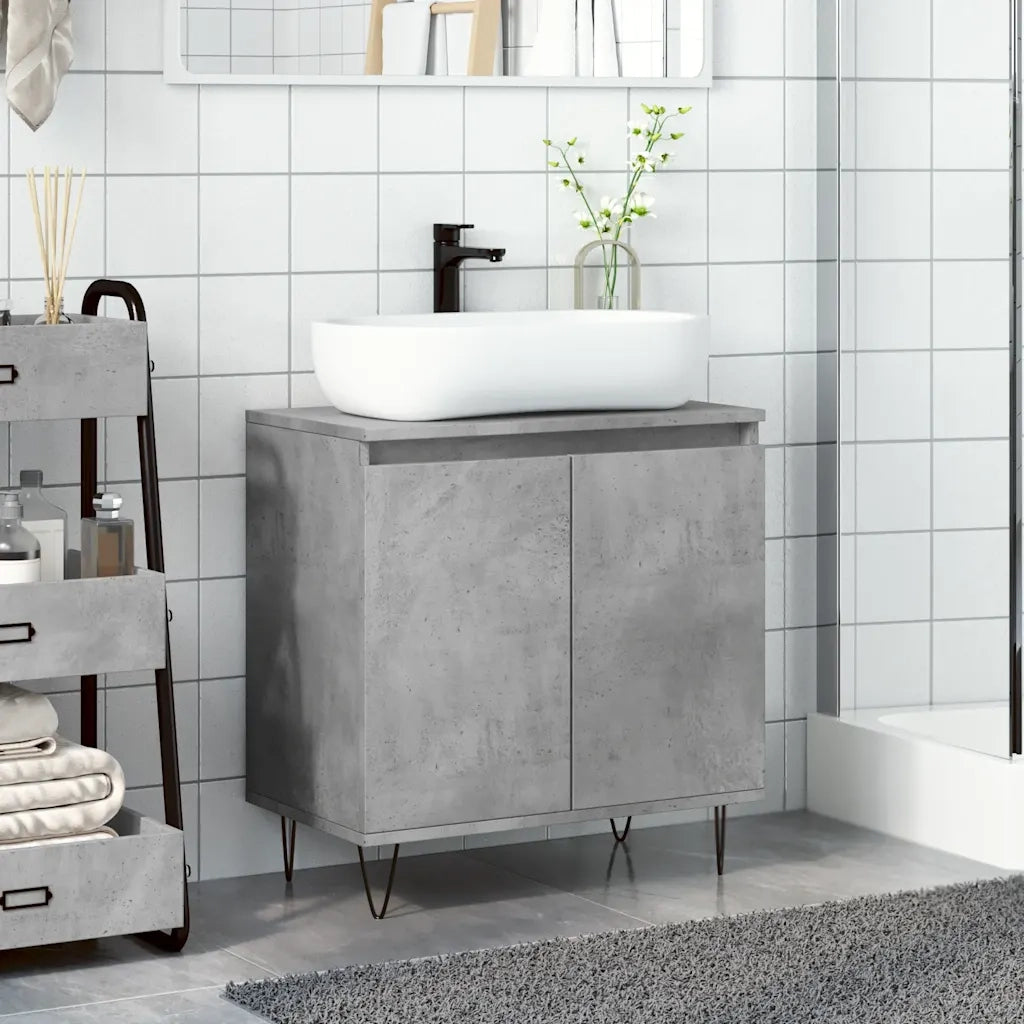 Armadietto da Bagno | Armadio da bagno Grigio Cemento 58x33x60cm Legno Multistrato