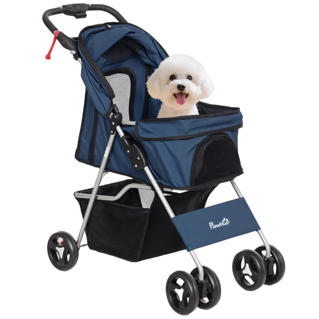 Carrello per Cani con Tenda Regolabile ¨C zephmum ¨C 77x45x99,5 cm Blu Scuro Tela Oxford