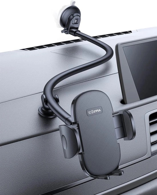 Sostegno auto per smartphone universale con morsetto - 13 pollici - per parabrezza e cruscotto - compatibile con tutti i dispositivi mobili