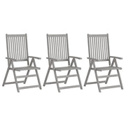 Sedie da Giardino Reclinabili 3 pz con Cuscini Massello Acacia 3064732