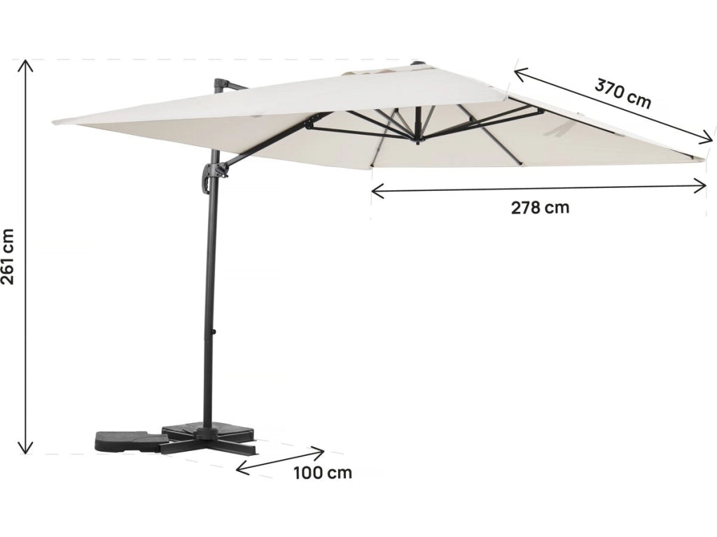 Ombrellone da giardino a sbalzo in alluminio "Sky 4" - 3 x 4 m - Ecru - Lastre zavorrate incluse