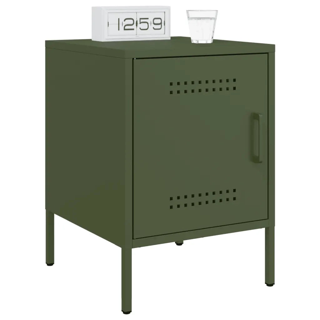 Comodino Verde Oliva 36x39x50,5 cm in Acciaio