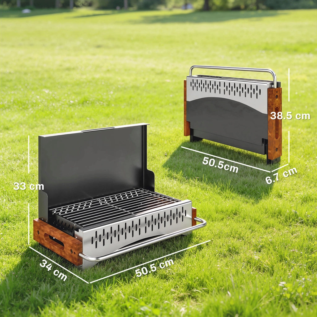 Barbecue Portatile a Carbone ¨C zephmum ¨C Acciaio Inox, Nero, 50.5x34x33 cm