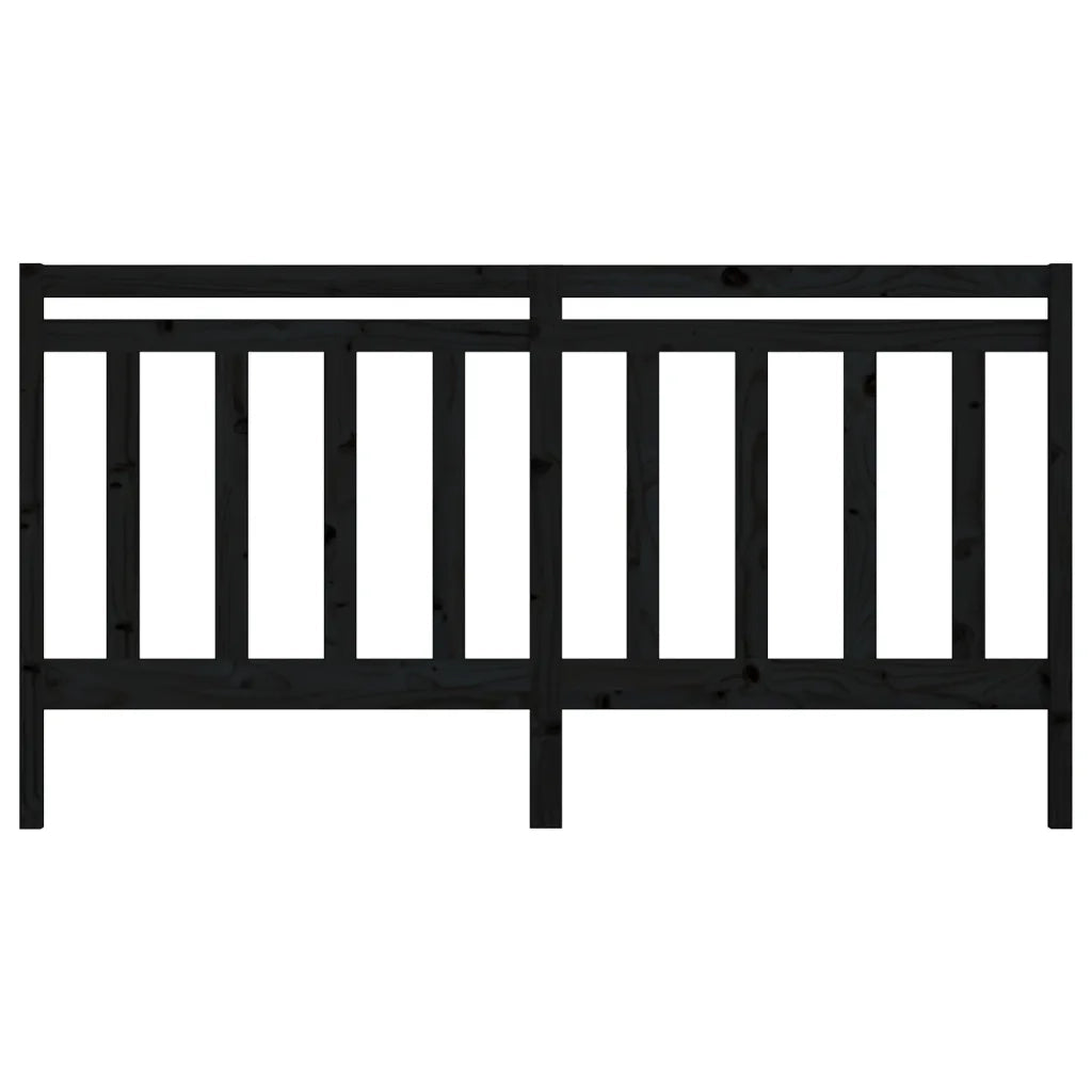 Testiera per Letto Nera 186x4x100 cm in Legno Massello di Pino