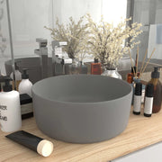 Lavandino Lusso-Lavabo-Lavello Rotondo Grigio Chiaro Opaco 40x15cm in Ceramica 169903