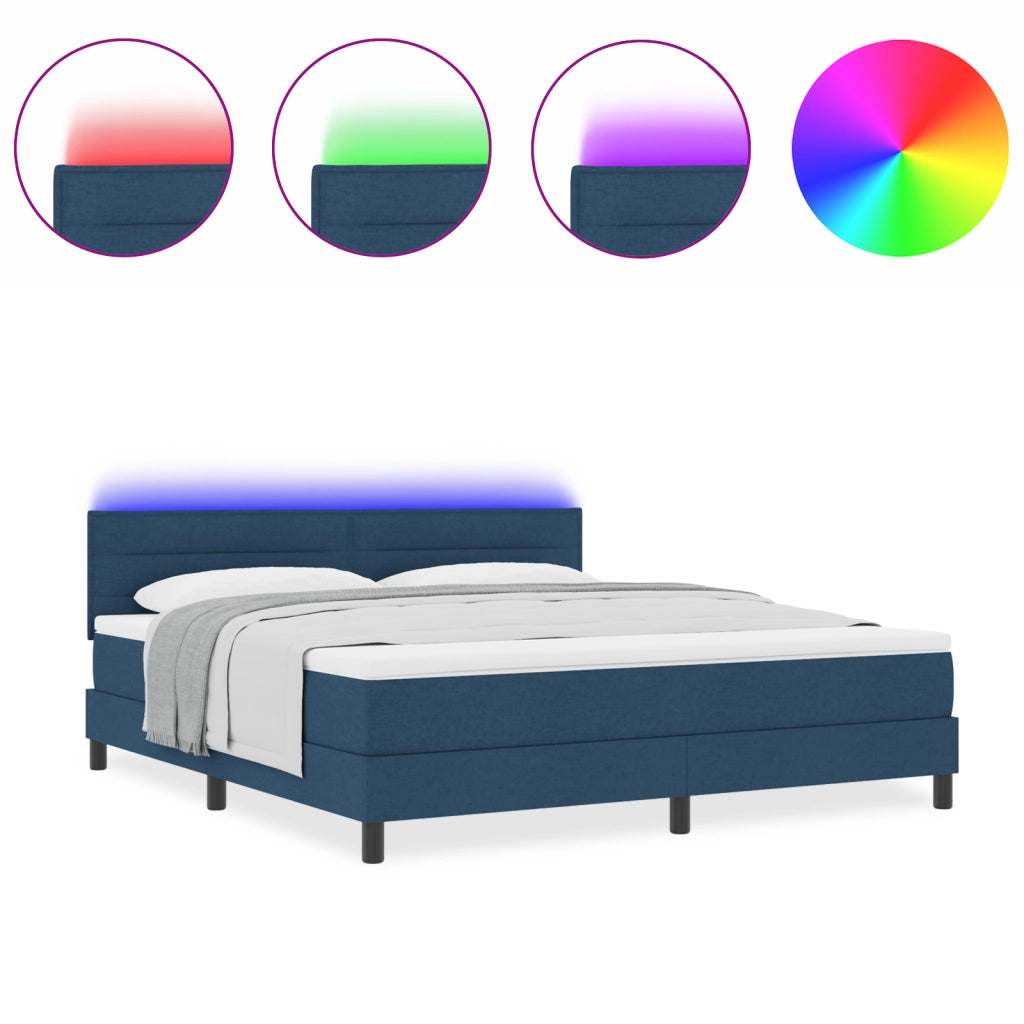 Letto a Molla con Materasso & LED Blu 180x200 cm Tessuto
