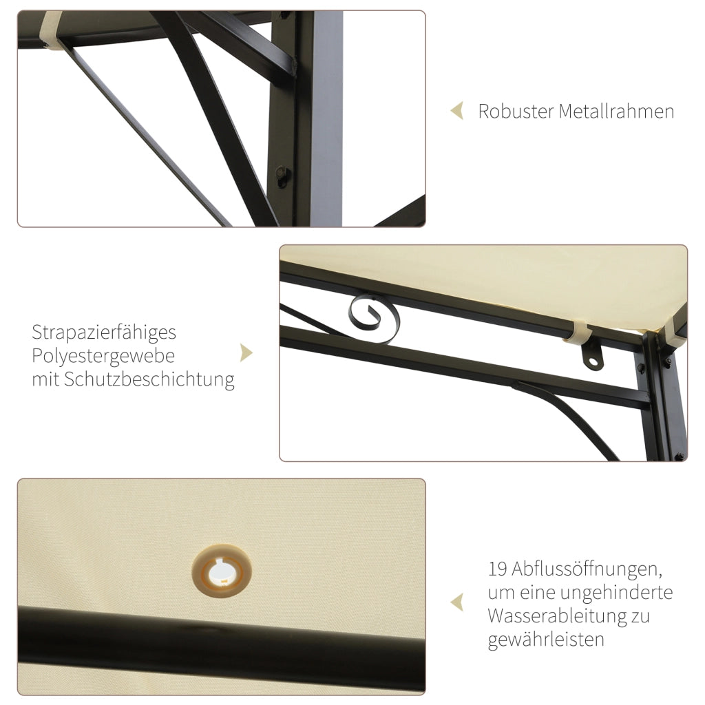 PAVILION da giardino 300x250 cm in acciaio bianco crema con tetto pieghevole