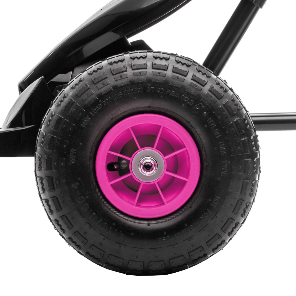Go Kart a Pedali per Bambini 5-12 Anni 121x58x61 cm in Metallo e PP Rosa e Nero