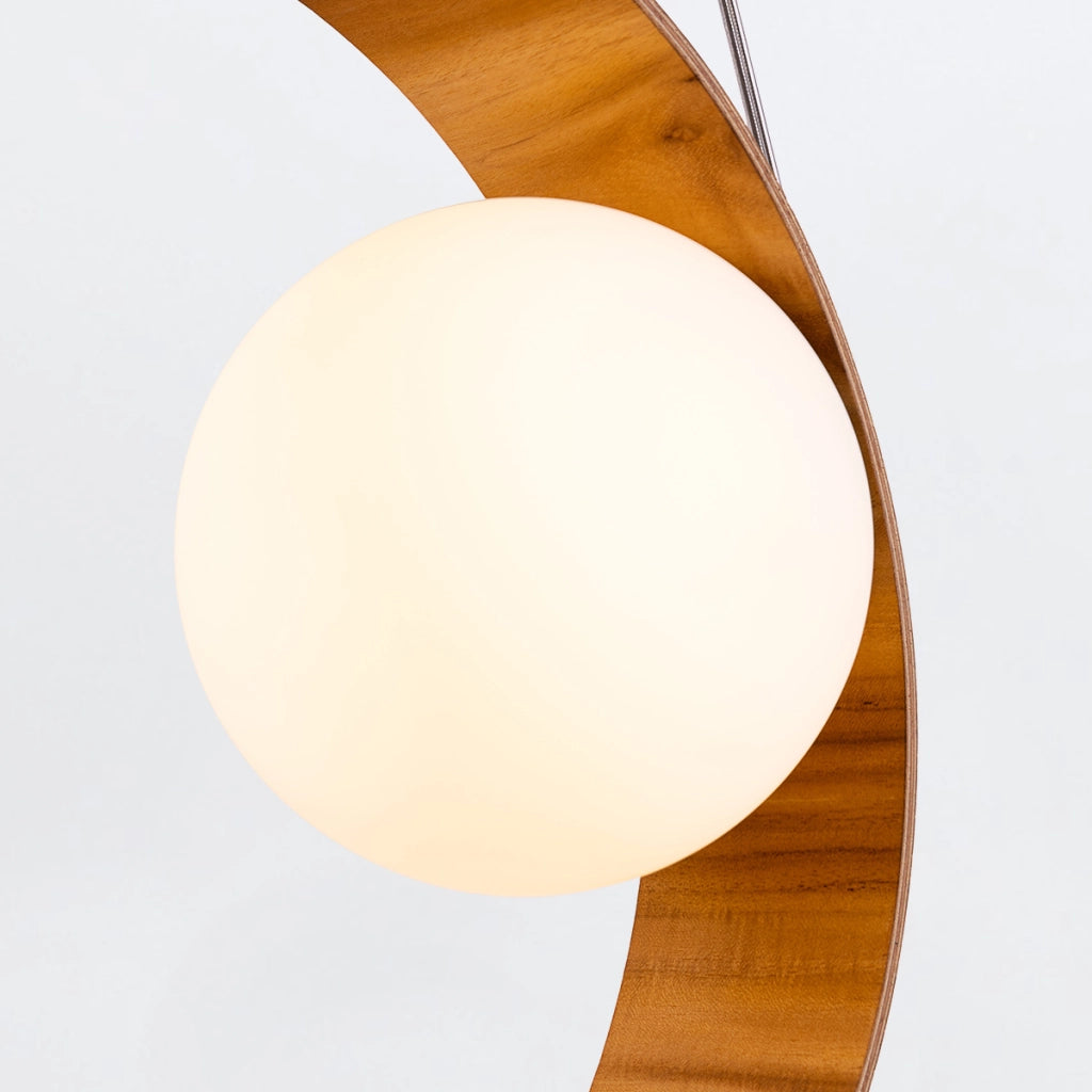 Lampada a sospensione Sfera Quintiesse teak E27 vetro opale