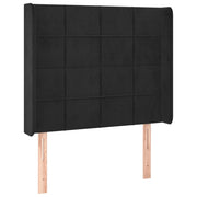 Testiera | Testata ad Orecchio Nera 93x16x118/128 cm in Velluto