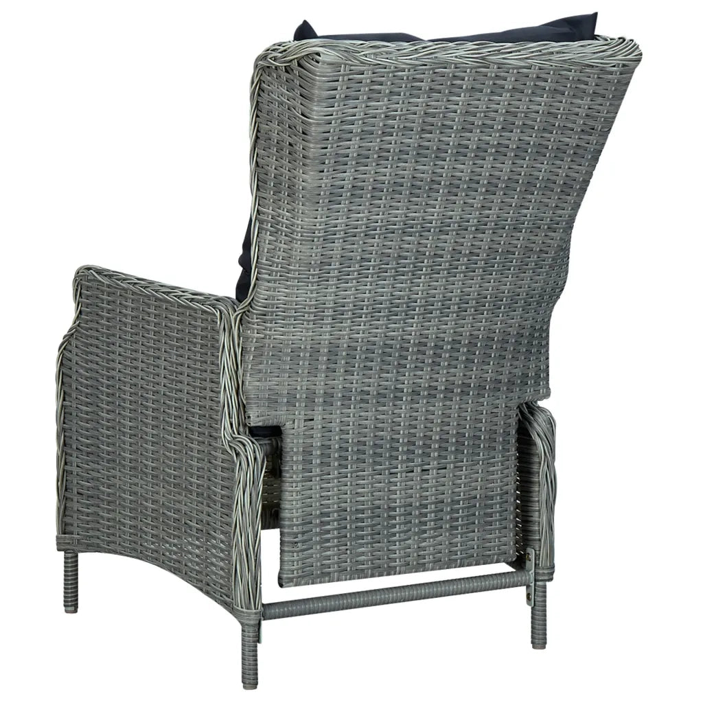 Set Pranzo da Giardino 9pz con Cuscini Polyrattan Grigio Chiaro cod mxl 36202
