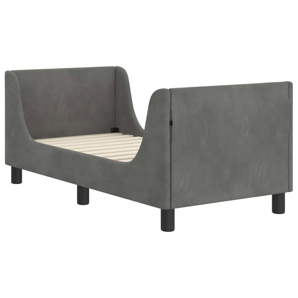 Struttura letto per bambini con testata Grigio Scuro Velluto