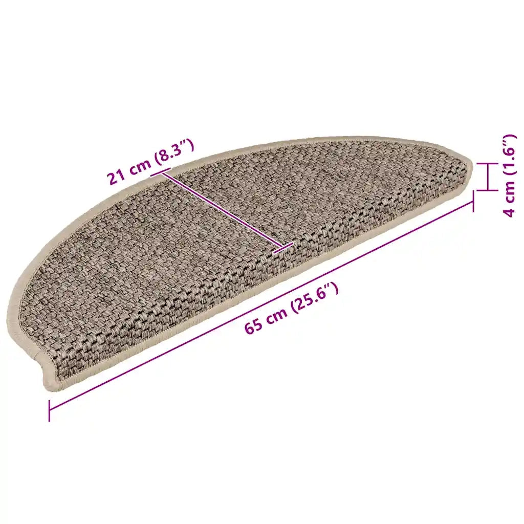 Tappeti Adesivi Scale Aspetto Sisal 15 pz | Gradini per Scale 65x21x4cm Beige Scuro