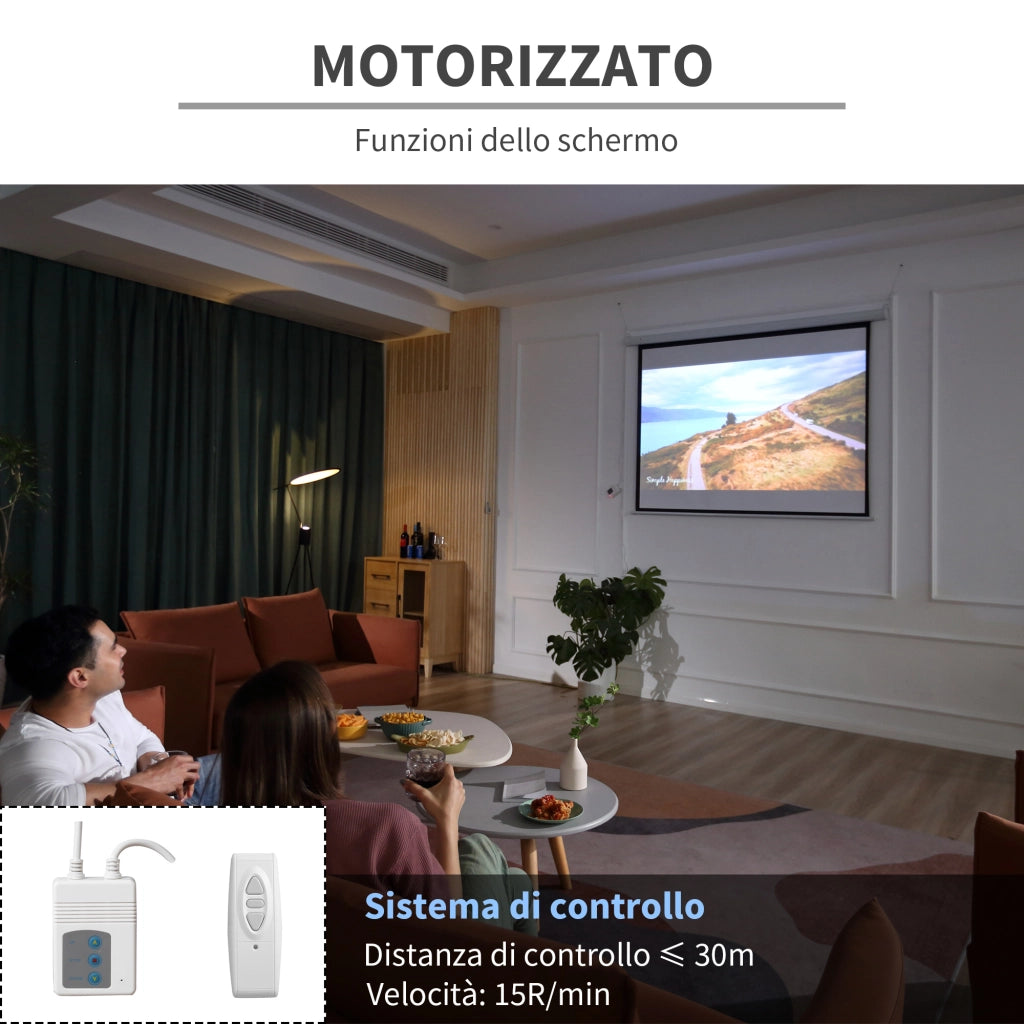EasyComfort Telo Proiettore 84" Formato 4:3 con Telecomando, in Tessuto Plastico e Metallo, 171x130 cm, Bianco