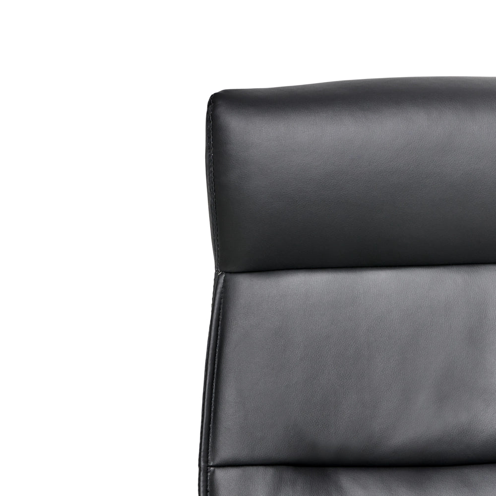 Sedia da ufficio retrò in similpelle nero altezza regolabile con braccioli elegante