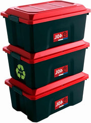 Set di 3 Scatole di Stoccaggio in Plastica da 40L con Coperchio Clip-on - Rafforzato e Stivabile