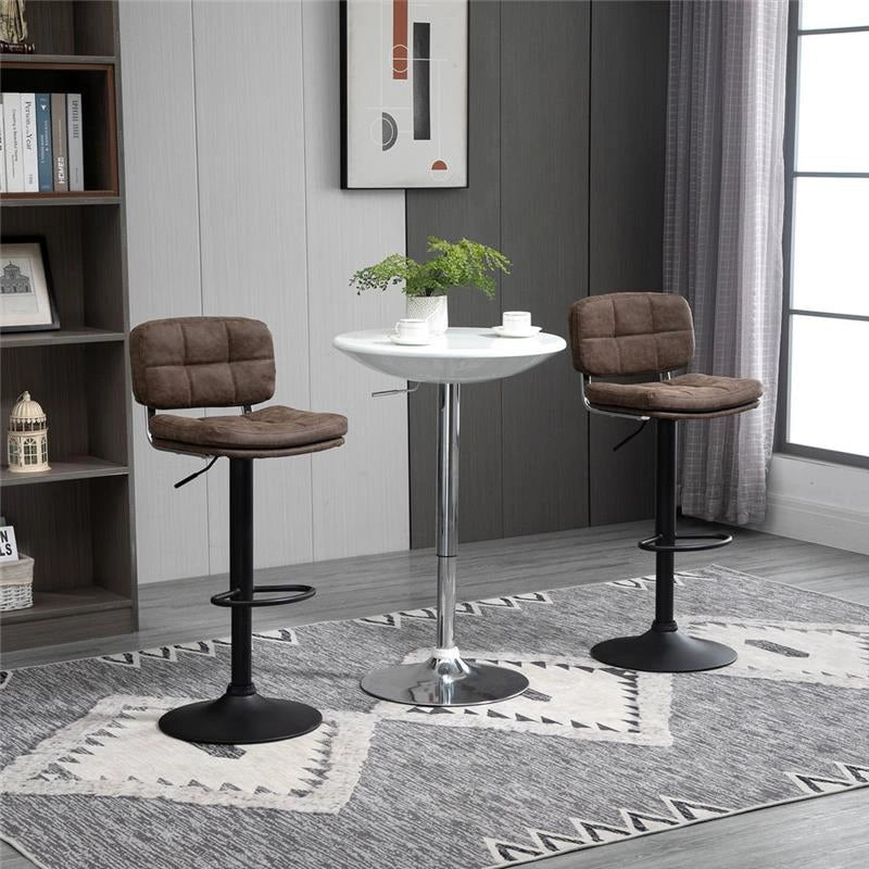SET 2 SGABELLI GIREVOLI CON ALTEZZA REGOLABILE SIMILPELLE MARRONE