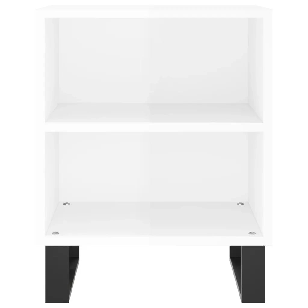 Comodini 2 pz-Set di 2 Tavolino da notte Bianco Lucido 40x30x50 cm in Legno Multistrato 750194