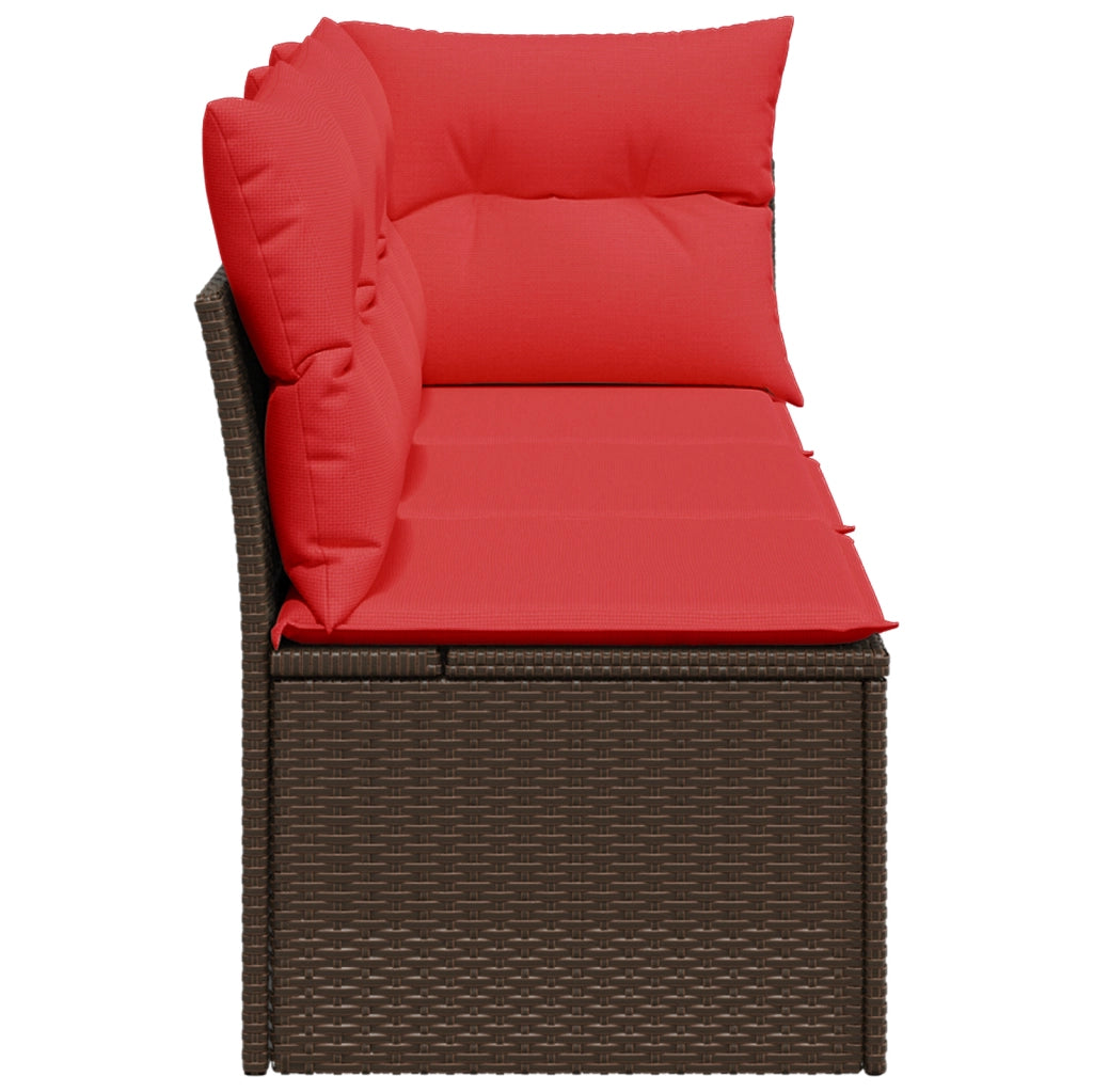 Divano da giardino con cuscini a 3 posti marrone in polyrattan 366241