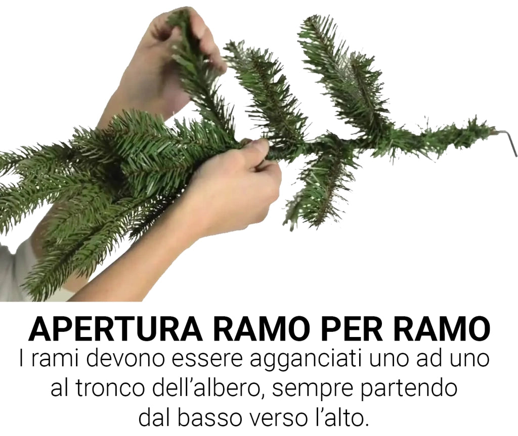 Albero di natale artificiale in pvc verde modello pino sweden h.150 montaggio ramo per ramo