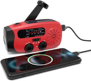 Radio a Mano con Funzione di Emergenza - Lampada LED con Funzione SOS - Ricarica via Cavo Tipo C - Impermeabile IPX3 - Batteria 2000mAh - Radio a Mano con Funzione di Emergenza