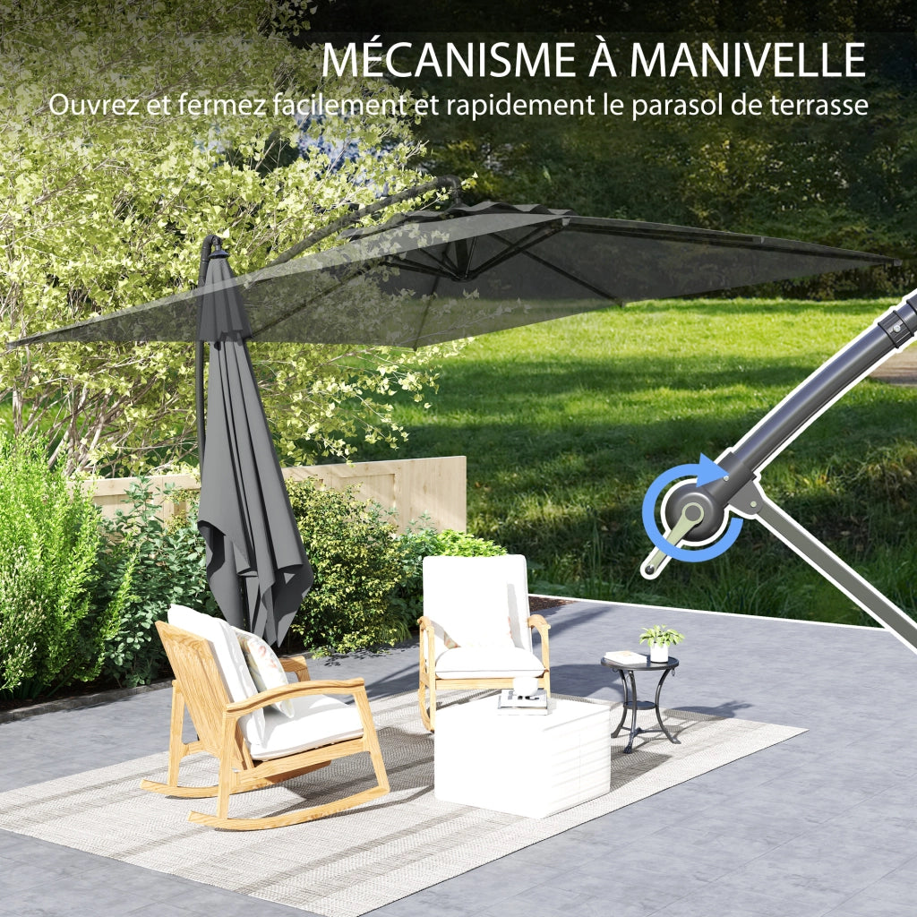 Parasole quadrato inclinabile 3x3 m ¨C zephmum ¨C grigio scuro