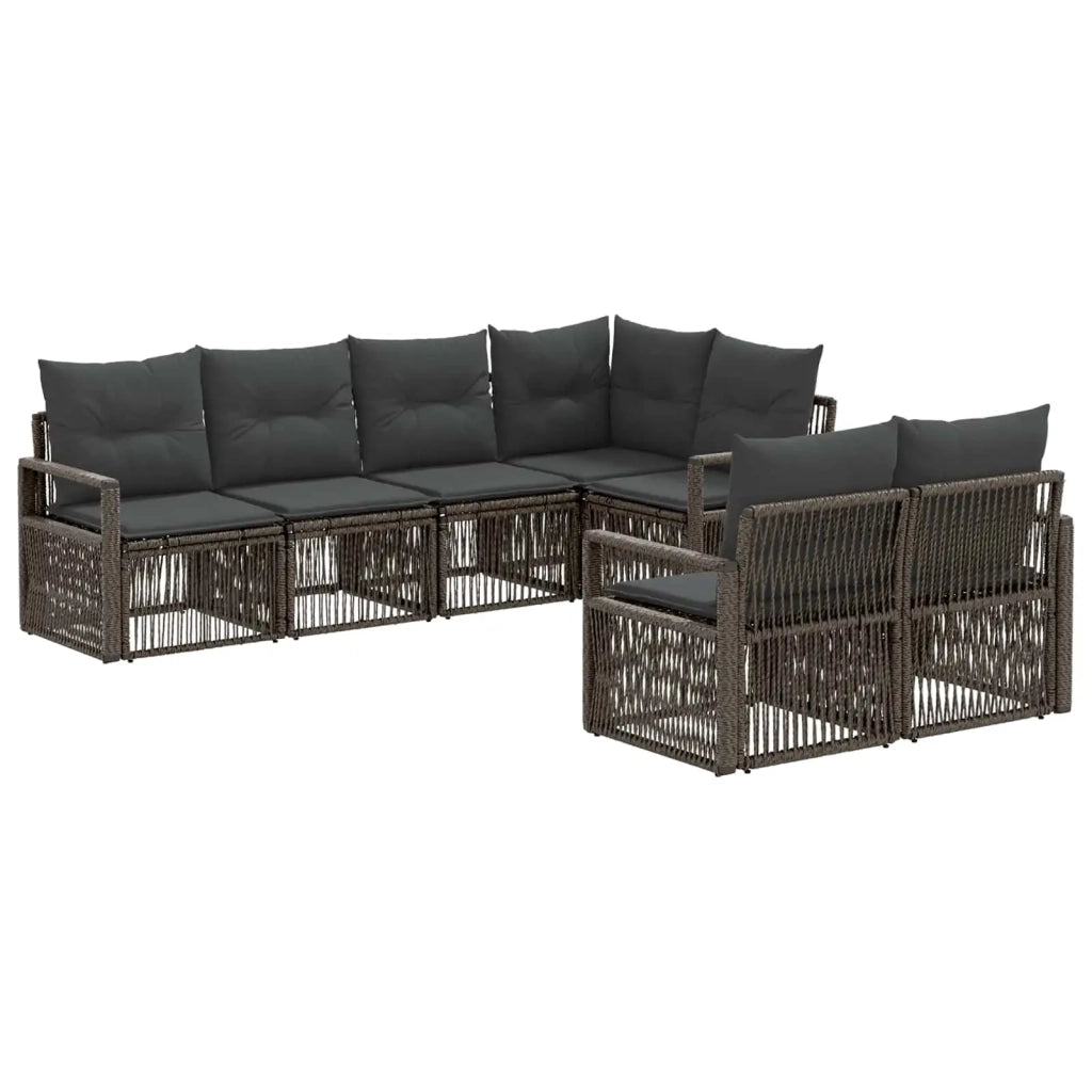 Set Divano da Giardino 7 pz 7-Numero di posti Grigio polyrattan 3435770