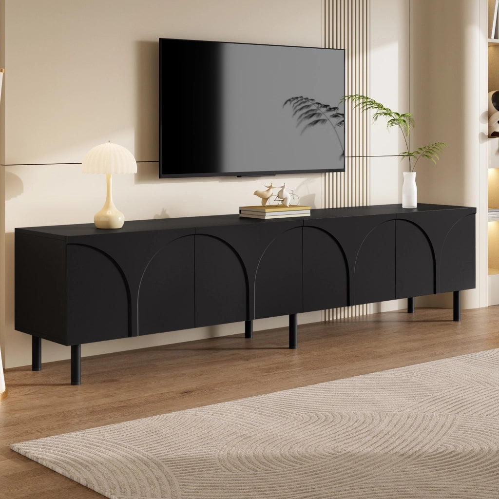 Mobile TV con 4 ante e 2 vani; per soggiorno; in MDF e truciolare; 180 x 35 x 49 cm; nero