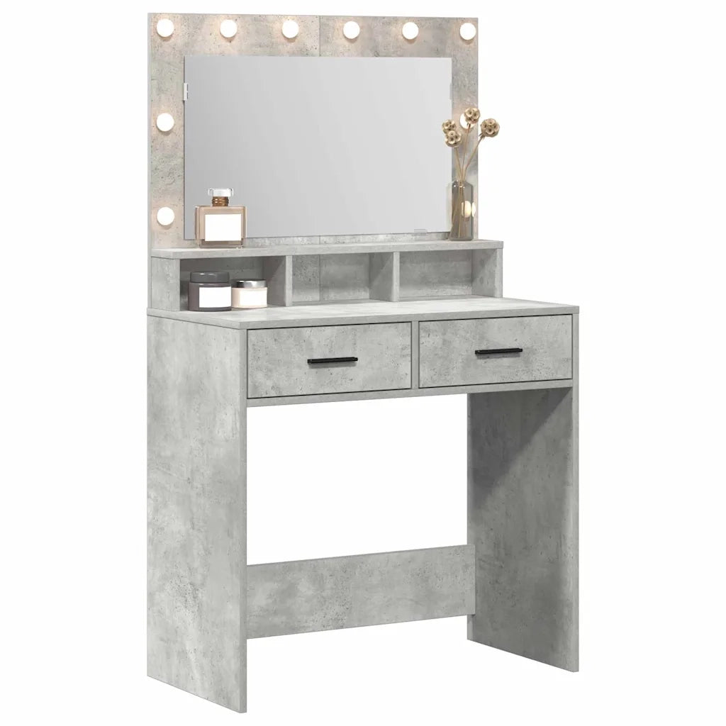 Tavolo da Trucco con cassetto Grigio cemento 79 x 41 x 135 cm 865085