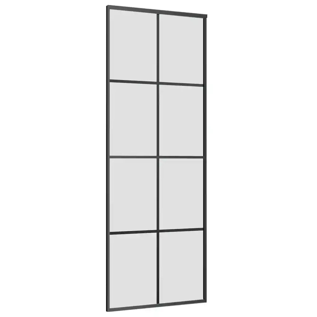 Porta Scorrevole con Ferramenta Nera 76x205 cm in Vetro ESG