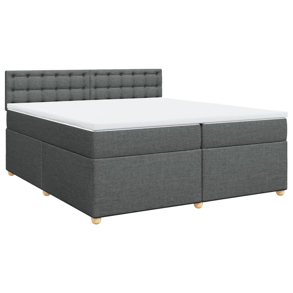 Giroletto a Molle con Materasso Grigio Scuro 200x200 cm Tessuto