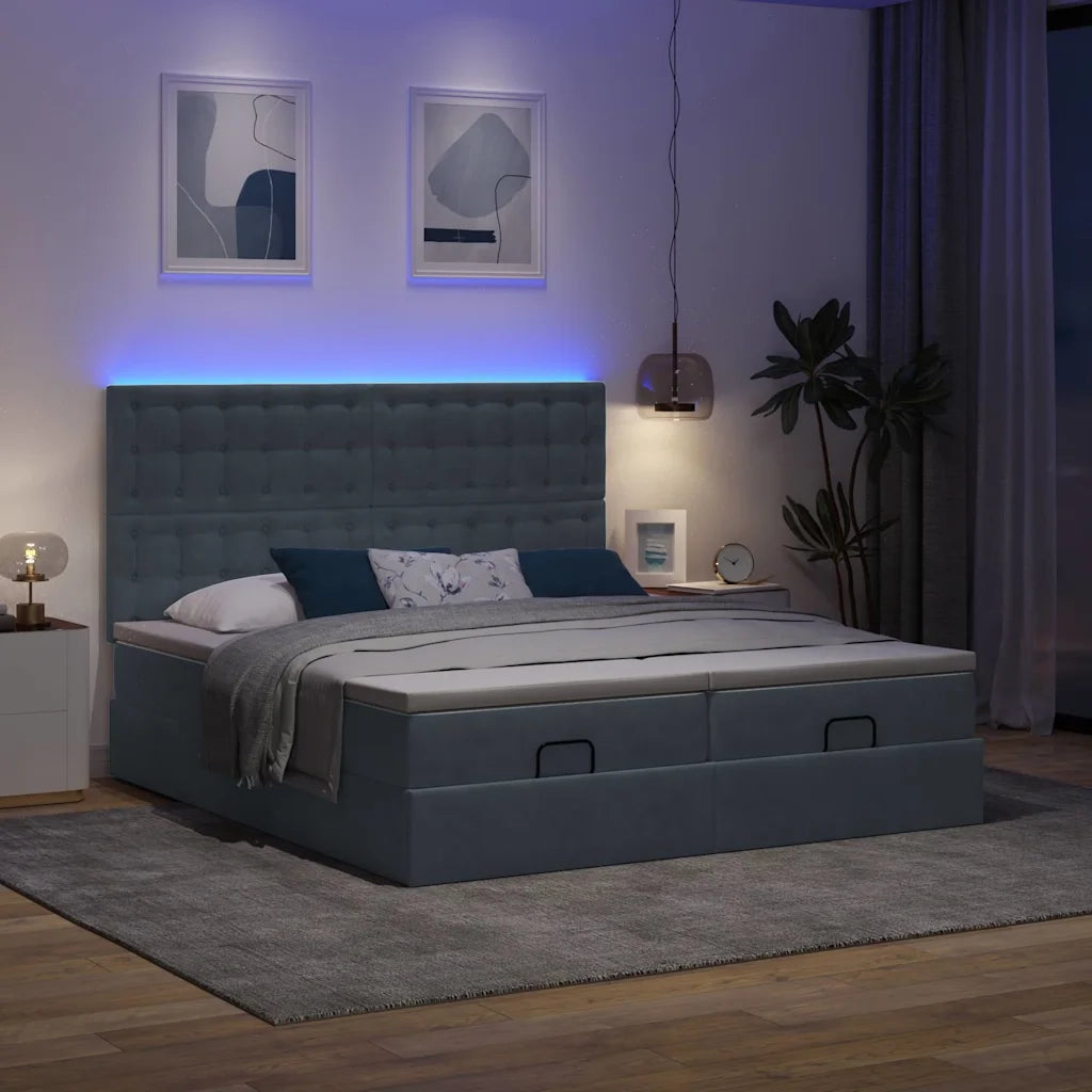 Struttura Letto Pouf con Materassi 160x200 cm in Velluto 3314652