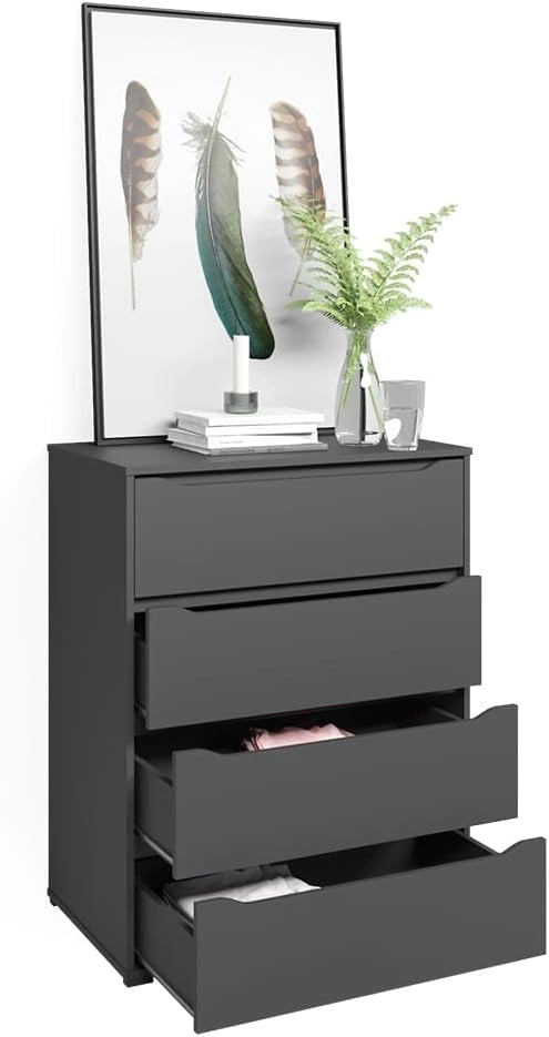 Credenza Ruben, Antracite, 48 x 101.6 cm con 4 cassetti, per riporre abiti e oggetti di uso quotidiano