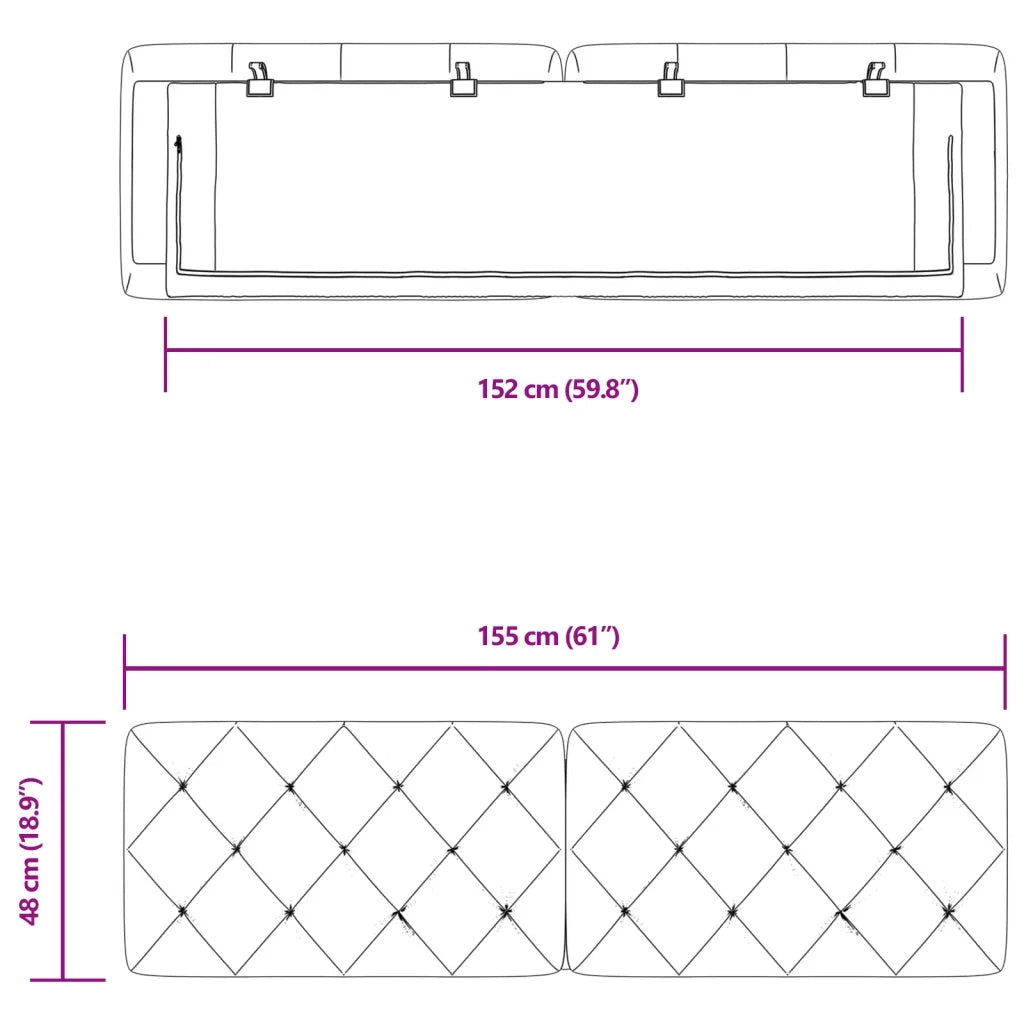 Cuscino Testiera Grigio Scuro 152 cm in Velluto 374754