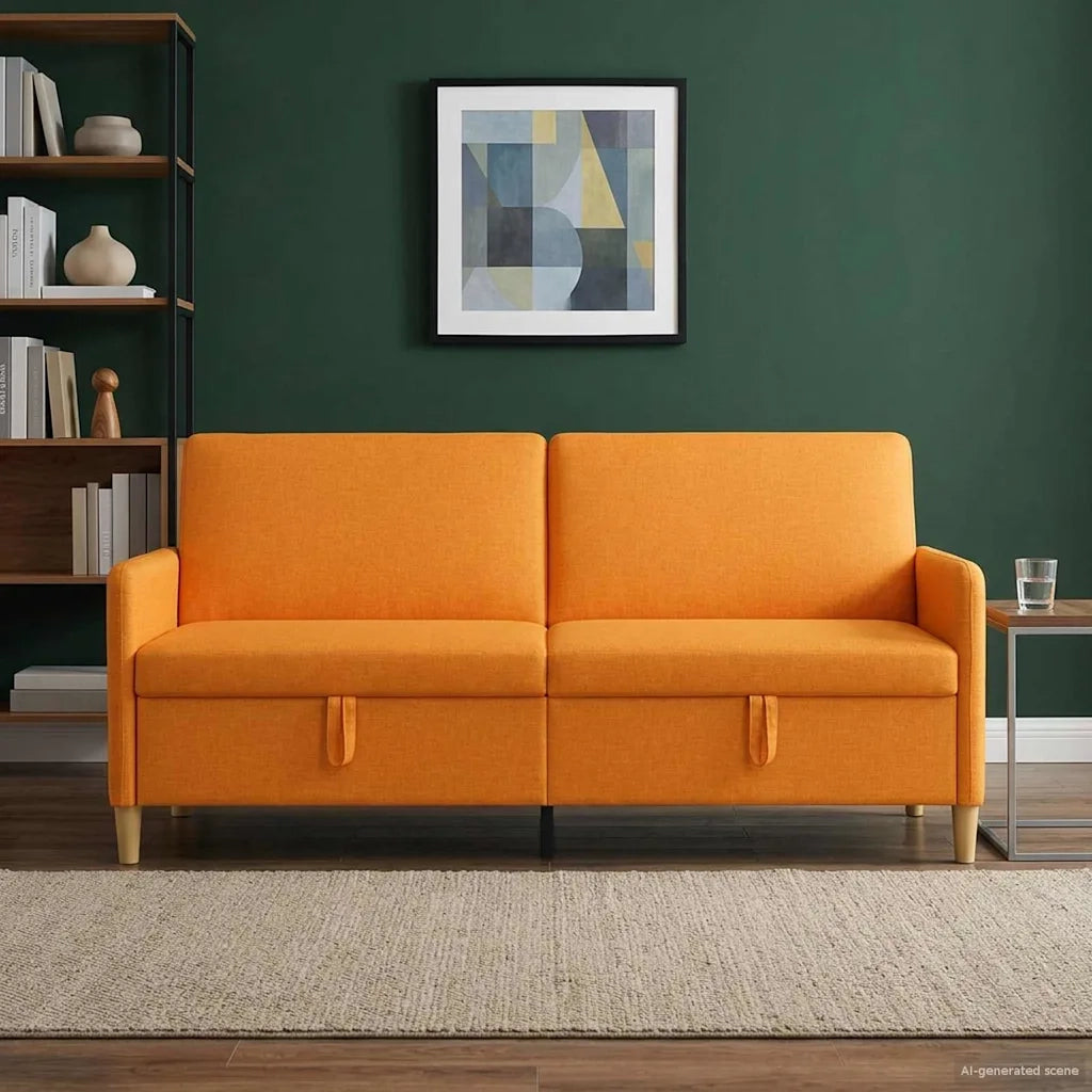 Divano con Storage Giallo Scuro 192 x 78 x 87 cm Poliestere 42036984