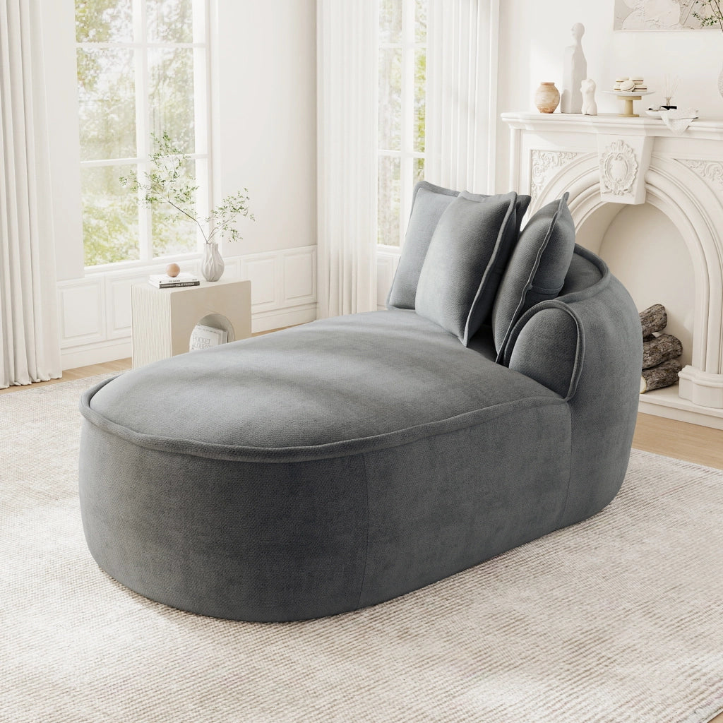 Chaise longue grigia in ciniglia 164 x 92 x 67 cm modulare trasformabile