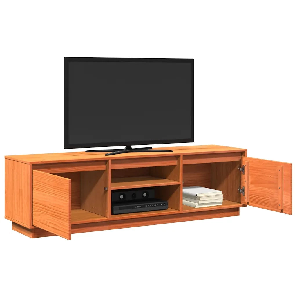 Mobile TV-Credenza per TV-Console TV Marrone Cera 140x35x40 cm in Legno Massello di Pino