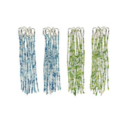 Orecchini pendenti con nappe sfumate di verde per donna, sofisticati orecchini con perline di cristallo a tema fuochi d'artificio.