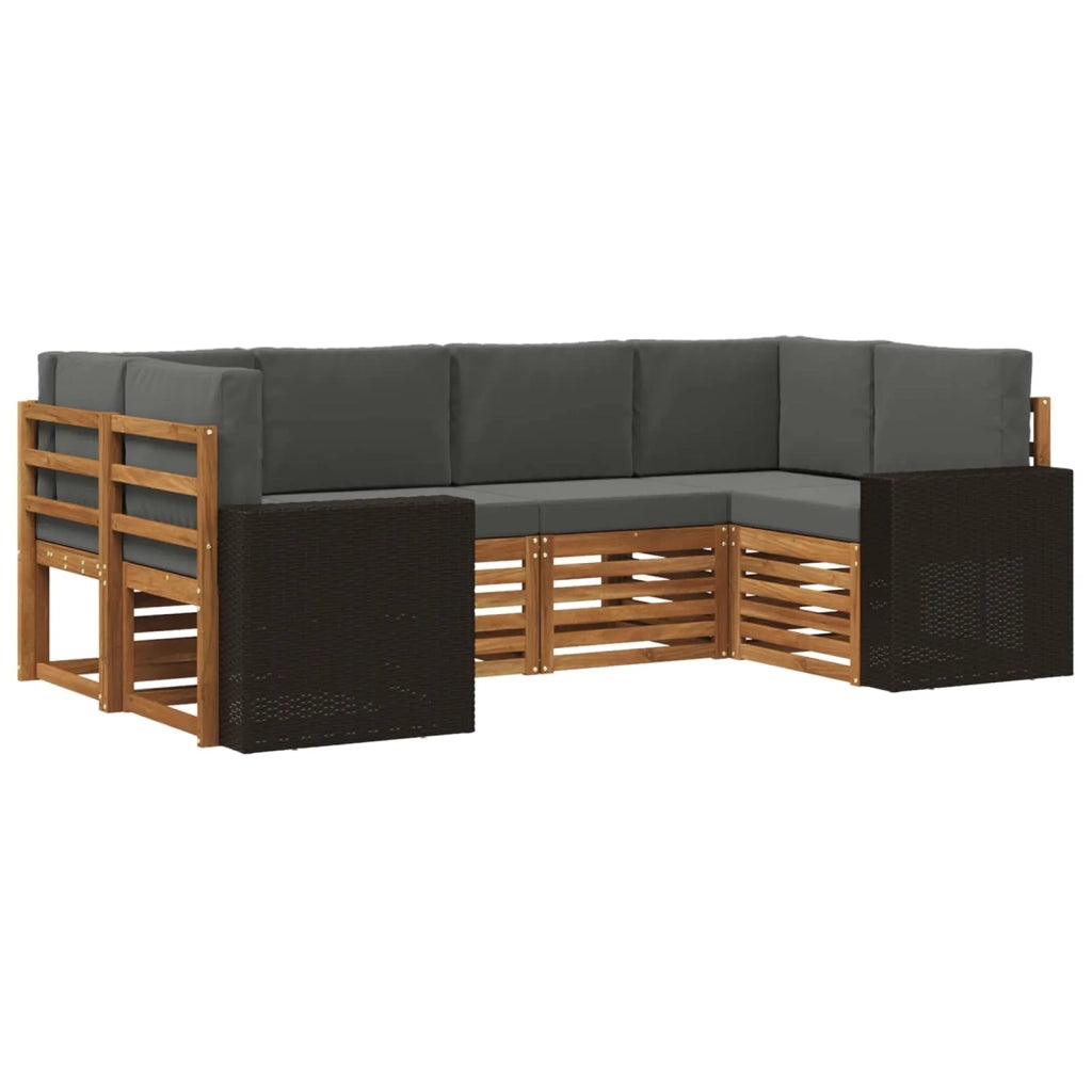 Set di divani da esterno 6 pcs Naturale e Antracite Poliestere 3384783