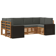 Set di divani da esterno 6 pcs Naturale e Antracite Poliestere 3384783