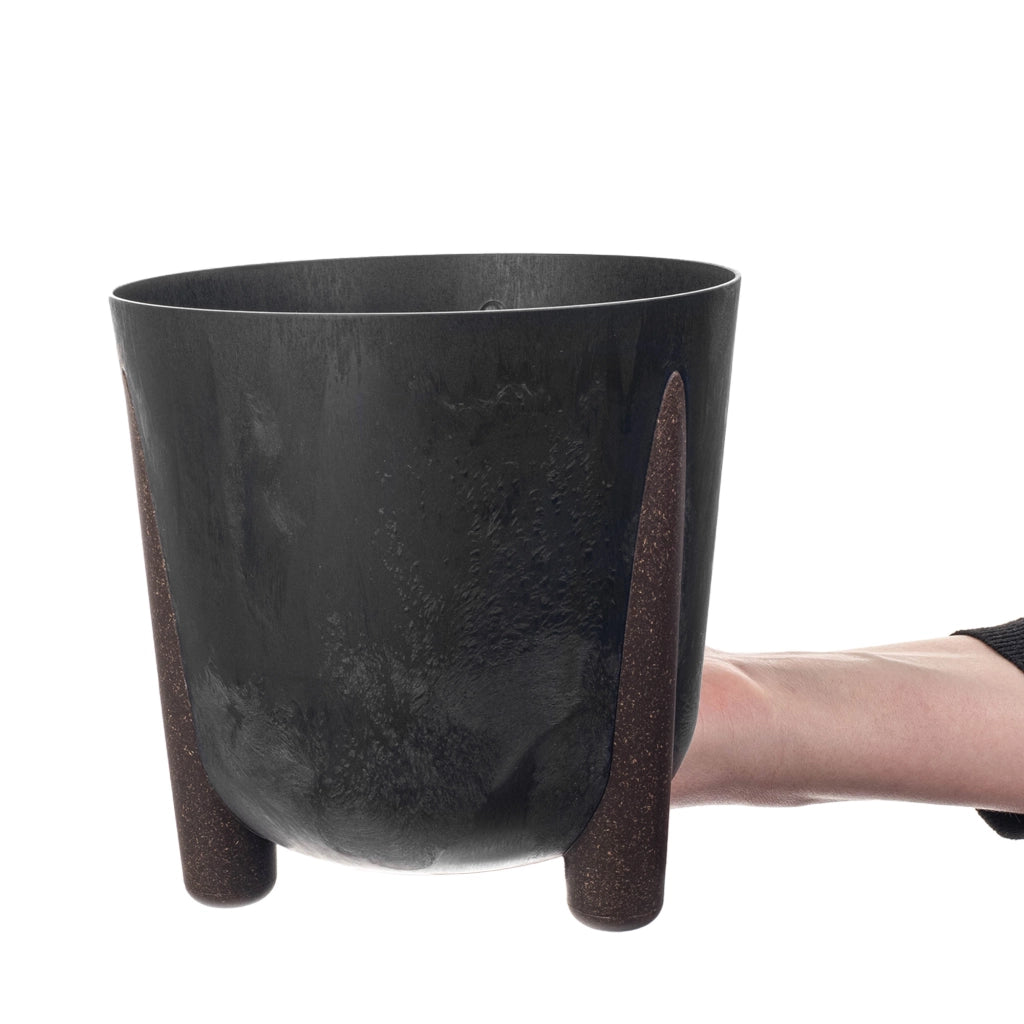 Vaso da fiori KADAX, coprivaso, fiori su gambe, con inserto, supporto per fiori, nero, 18 cm