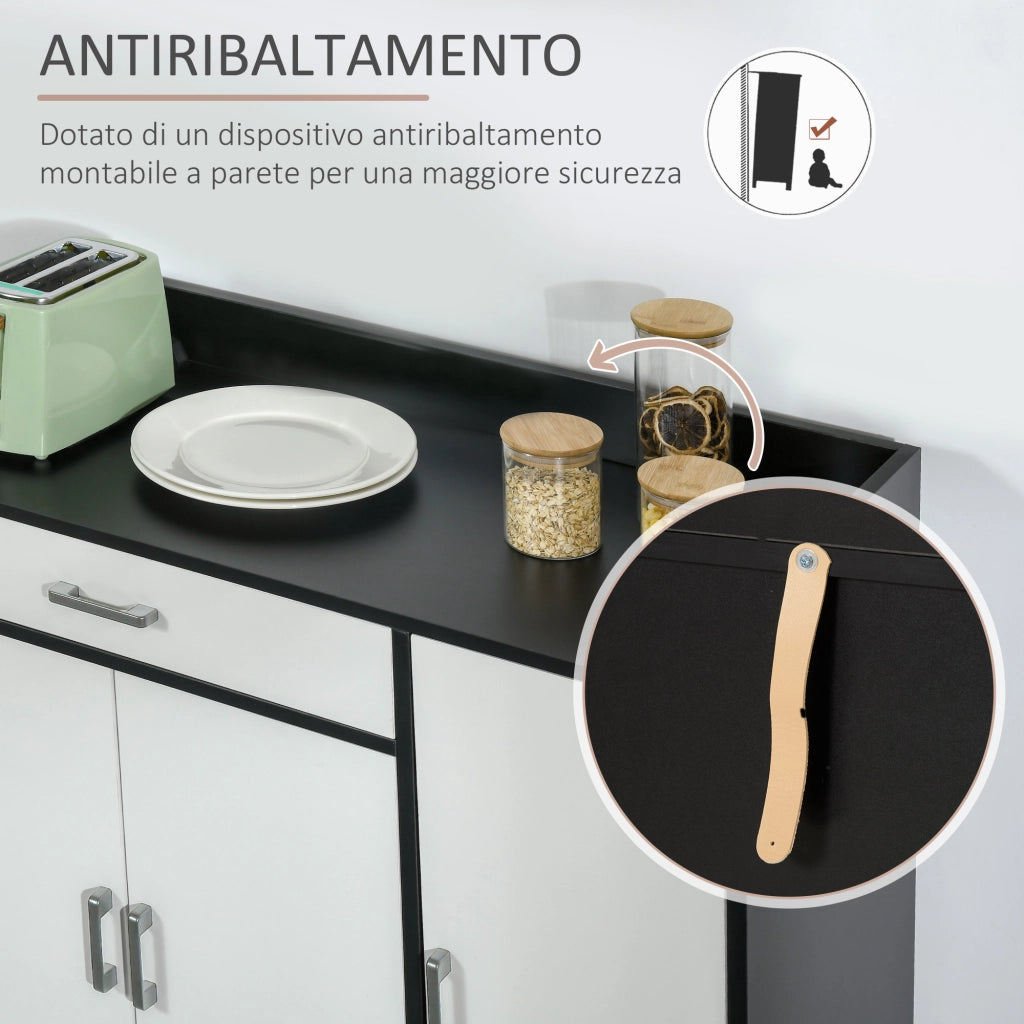 Mobiletto da Cucina Moderno con 2 Ante, Cassetto e Ripiani ¨C zephmum ¨C Bianco, MDF, 90x40x90 cm