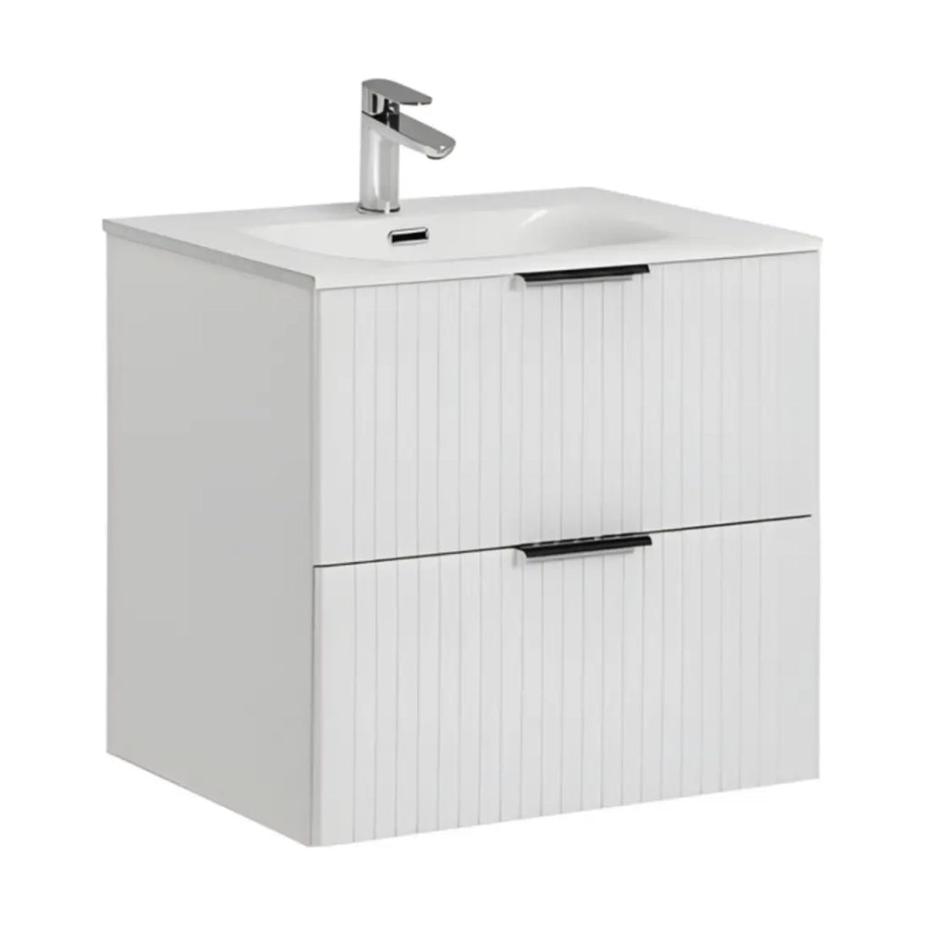 Set da bagno NOXERA 60 cm – Mobile sottolavabo sospeso bianco alpino con lavabo incassato