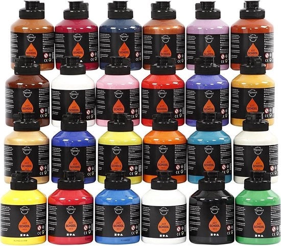 Assortimento di pigmenti scolastici, 24x500 ml