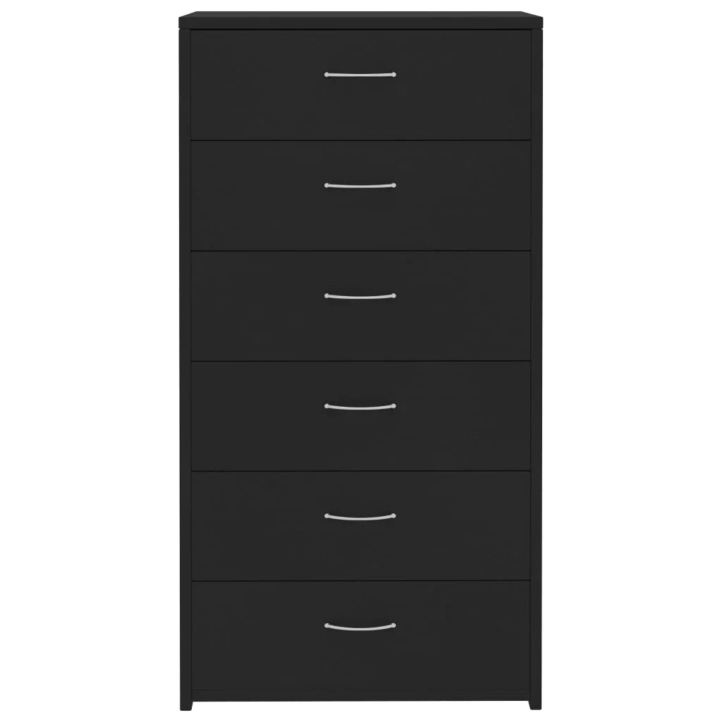 Buffet credenza cassettiera mobiletto mobile contenitore organizer per cucina soggiorno salotto con 6 cassetti 50 x 34 x 96 cm legno ingegnerizzato nero 02_0029762