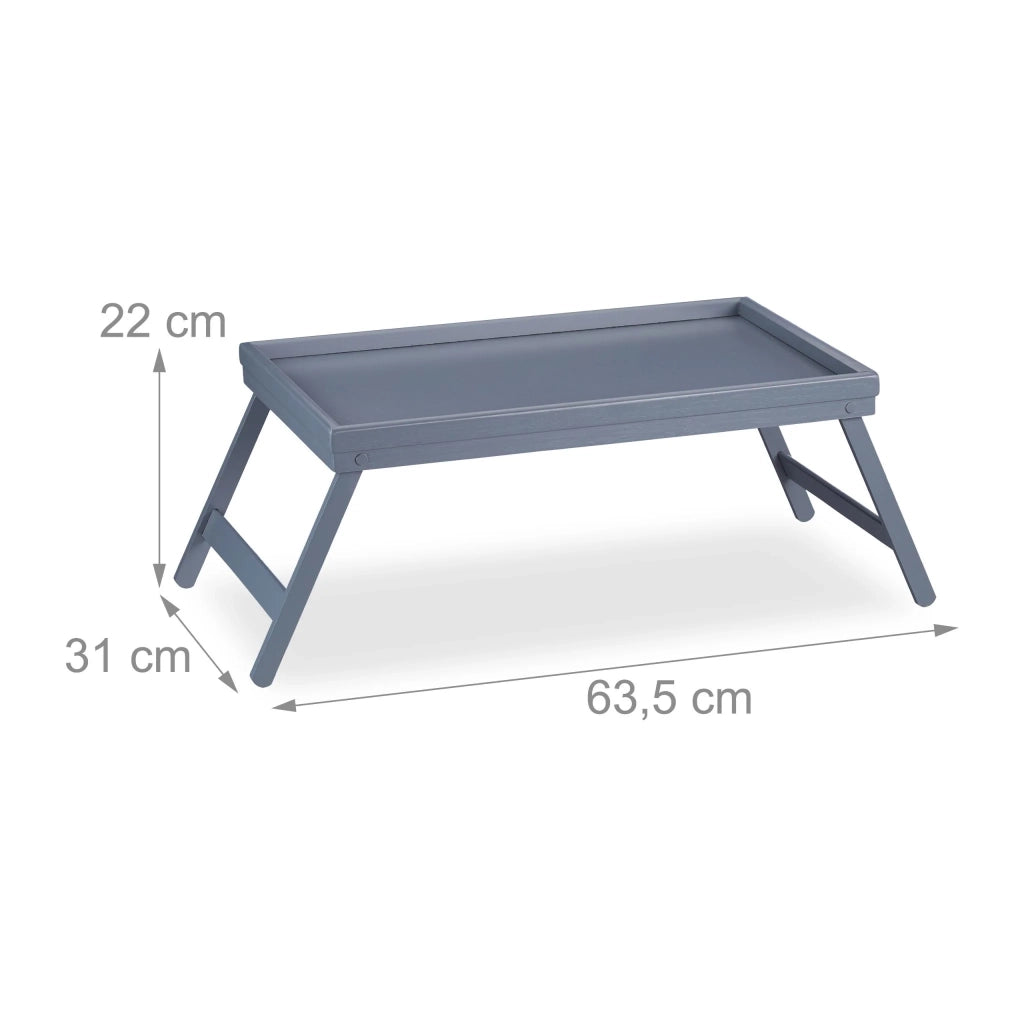 Set di 1 vassoio da colazione a letto pieghevole 60 x 40 x 5 cm pratico design essenziale in bambù grigio 13_0005547
