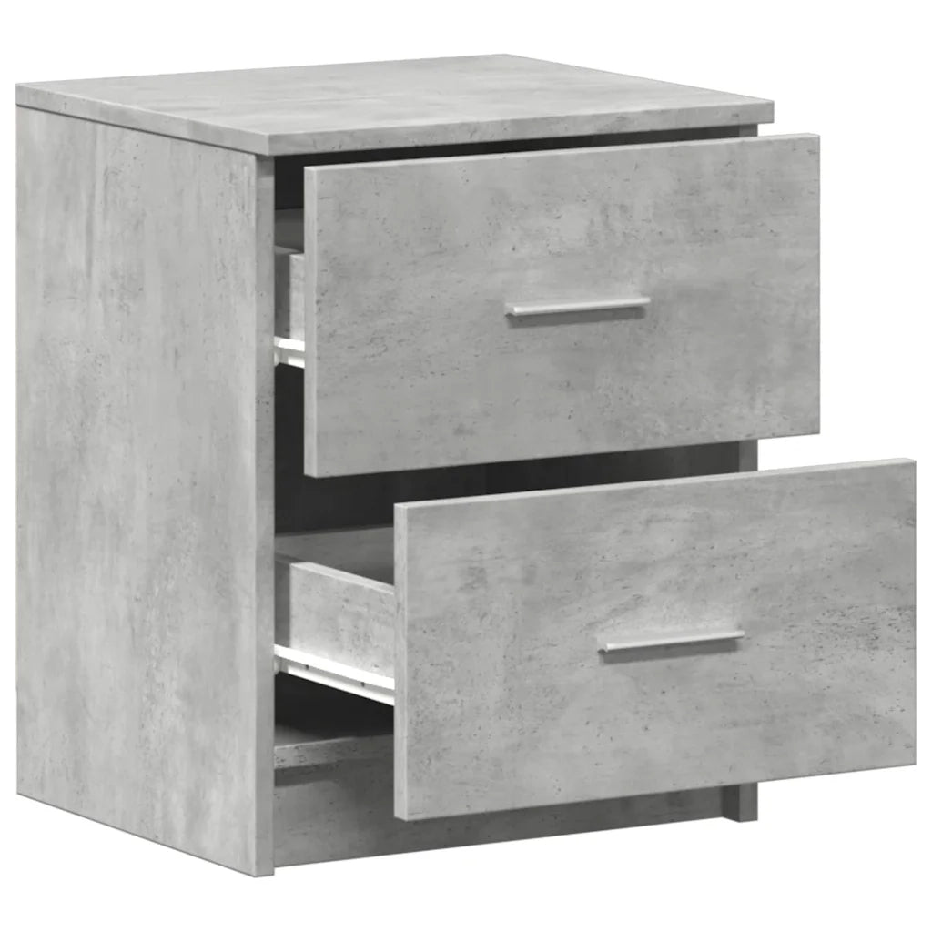 Comodino con 2 Cassetti Grigio Cemento 40x36x50 cm 858791