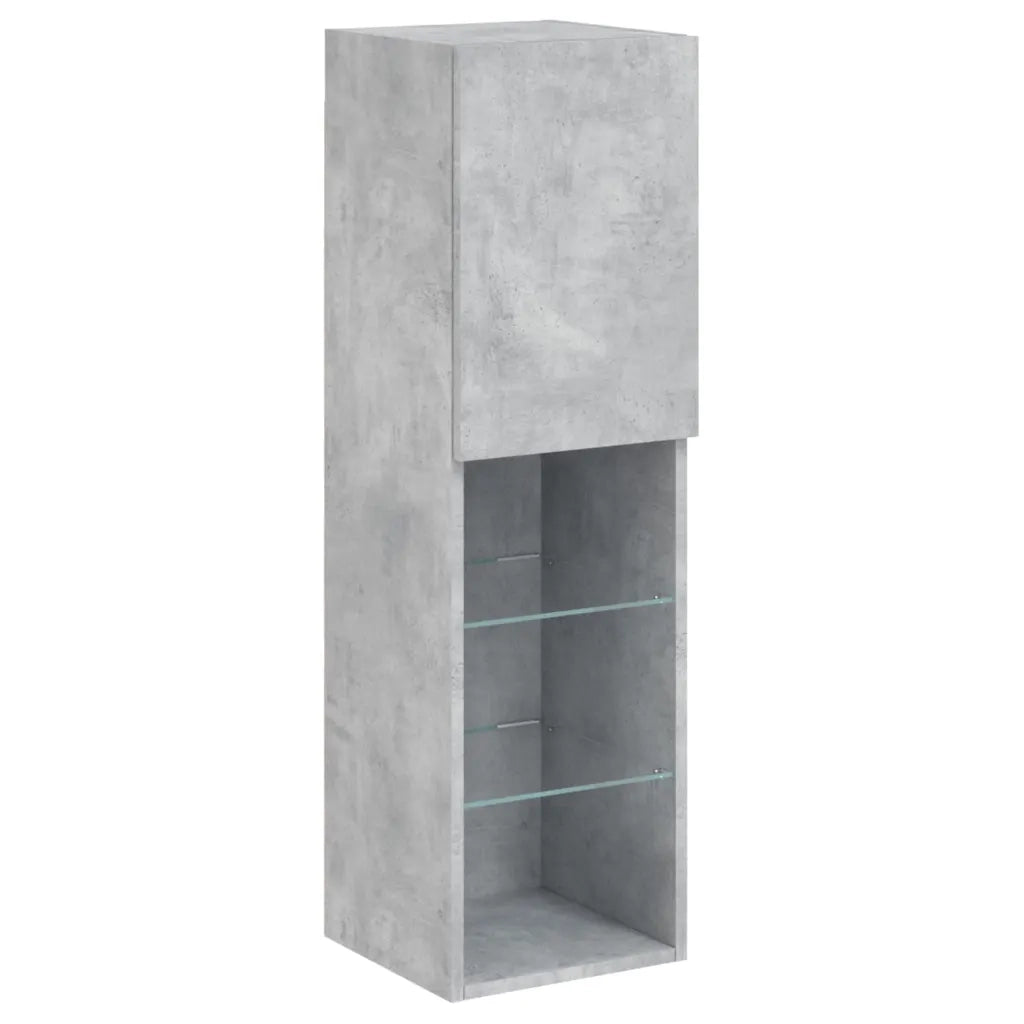 Mobili TV a Muro con LED 4pz Grigio Cemento Legno Multistrato 3216657