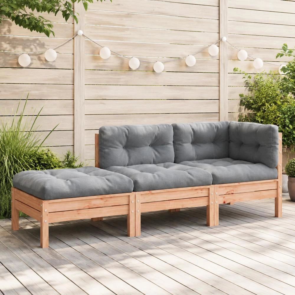 Garden Sofa With Cushions And Ottoman, 3-seater